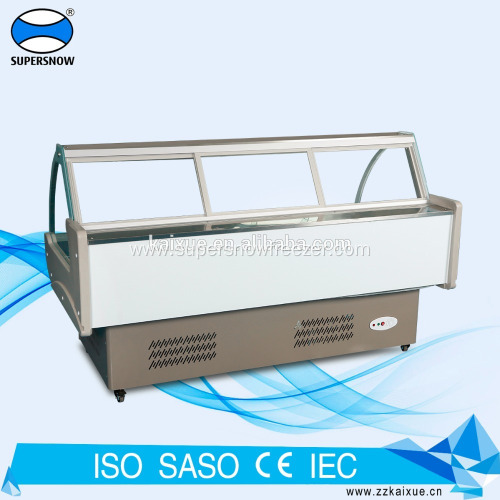 Supermarket Curved Glass Deli Butcher Chiller Showcase Price